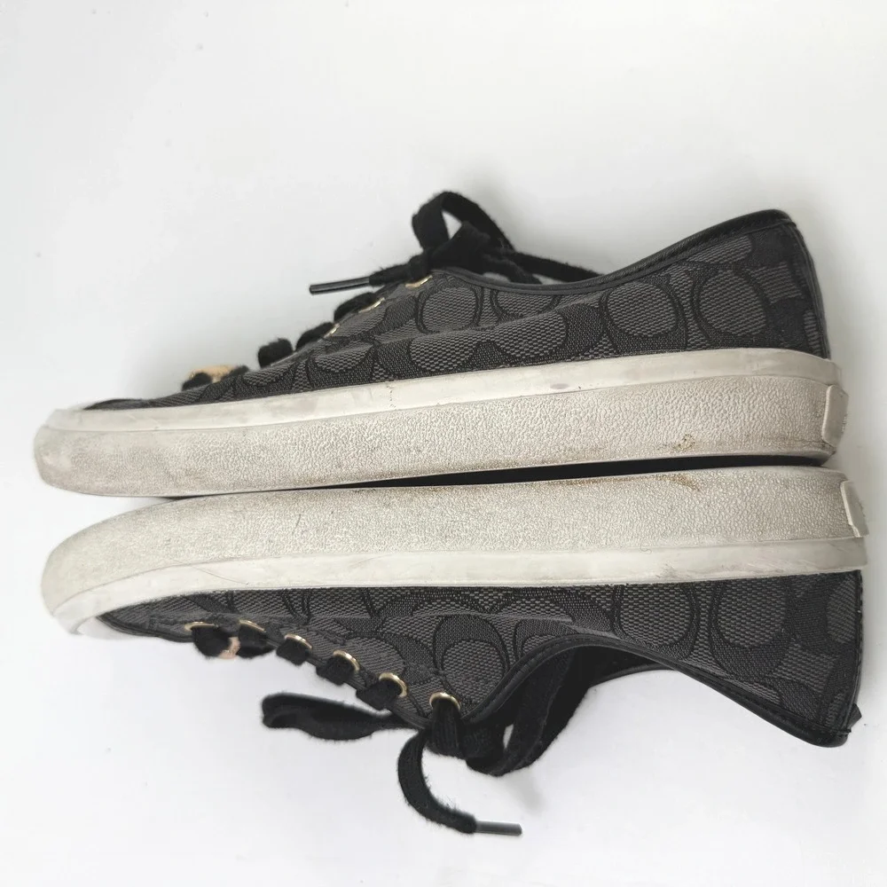 Coach Empire Sneakers Women 7.5B Signature Monogram Black‎ Designer Streetwear
